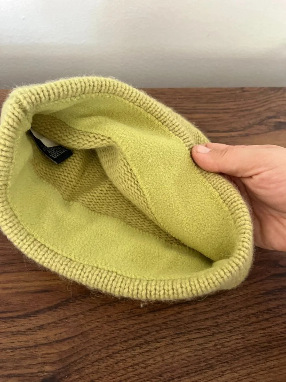 Vtg GAP Pistachio Green Wool/Angora Fleece Lined Beanie Hat Holiday 2002 Gifting